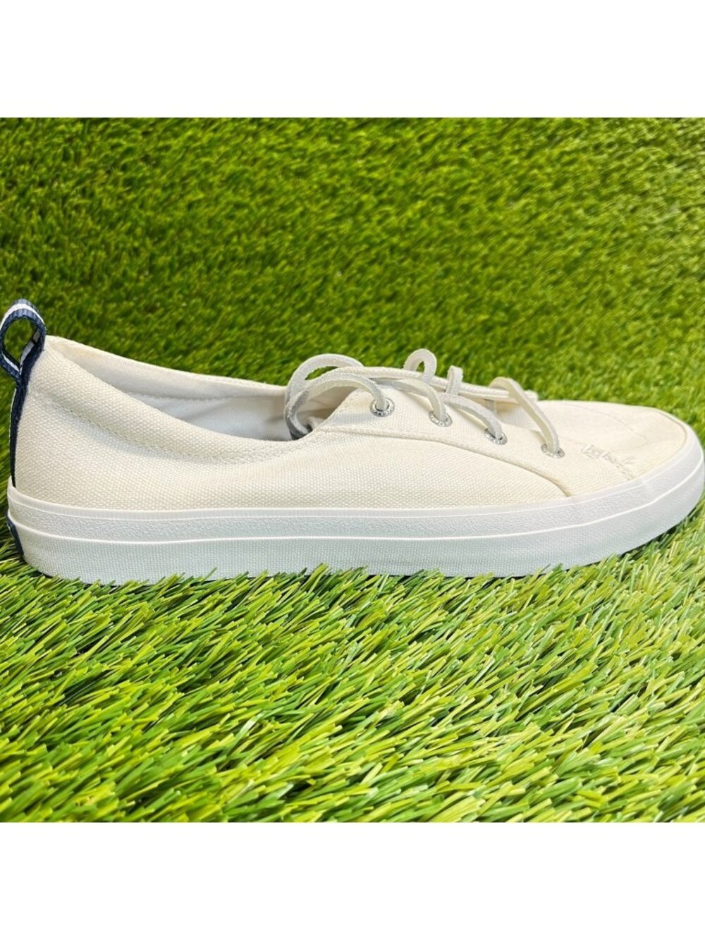 Sperry Crest Vibe Womens Size 8 Linen White Athletic Casual Shoes Sneakers